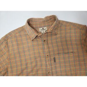 Woolrich Men Shirt Button‎ Down Short Sleeve Orange Size XL